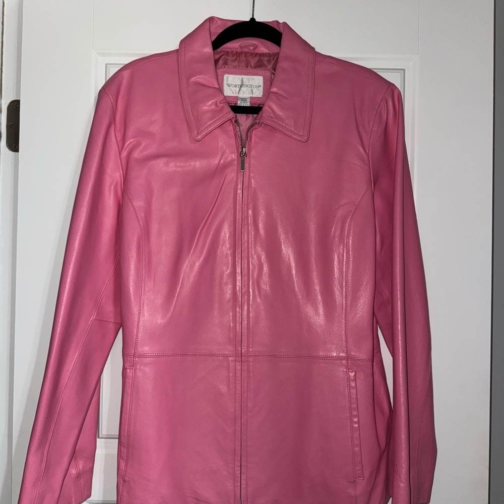 Worthington Vibrant Pink Leather Jacket